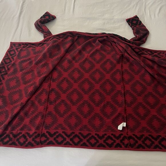 Lucky Brand Southwest Aztec Yellowstone Red Waterfall Cardigan Sweater Medium - Picture 8 of 13